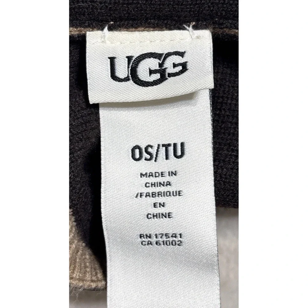 UGG Kids Boys Girls Hat Cap Ribbed Knit Logo Beanie Brown One Size